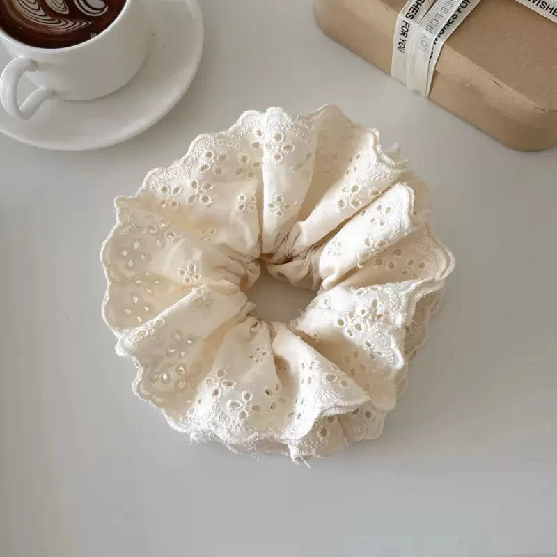 小号版四层厚重手感~高版本超越同款大肠发圈高弹力蕾丝ins温柔花