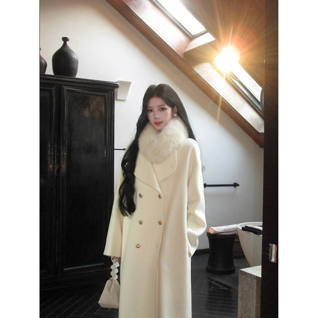 深冬独特超好看羊毛双面毛呢外套女2025新款高级感富家千金感大衣