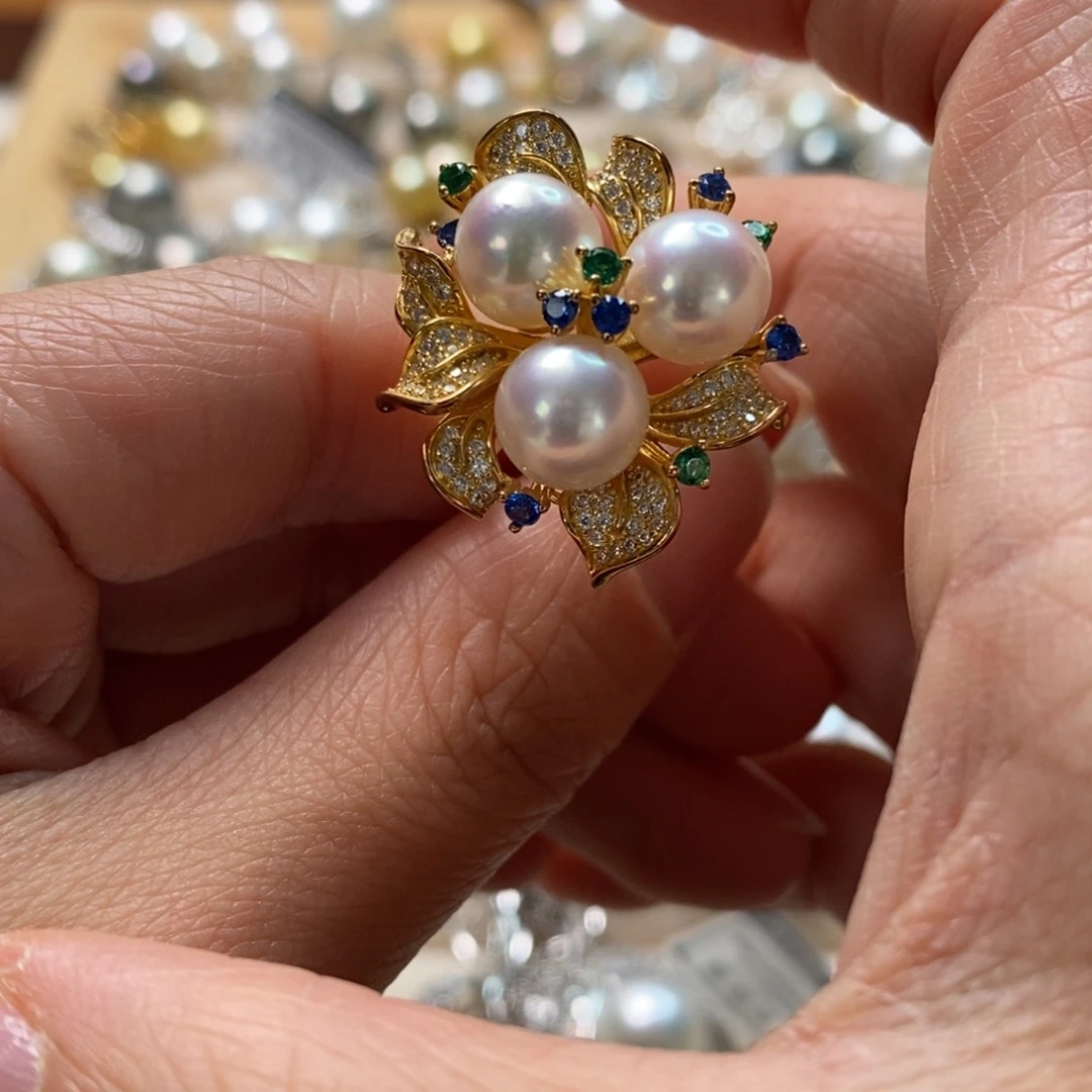 海水珍珠戒指银S925镶嵌