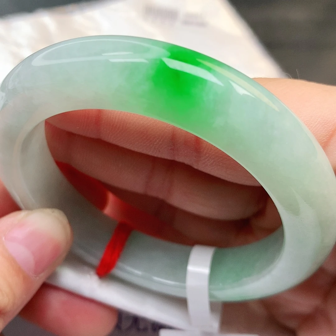 未镶嵌手镯翡翠纯天然A货翡翠飘阳绿141号