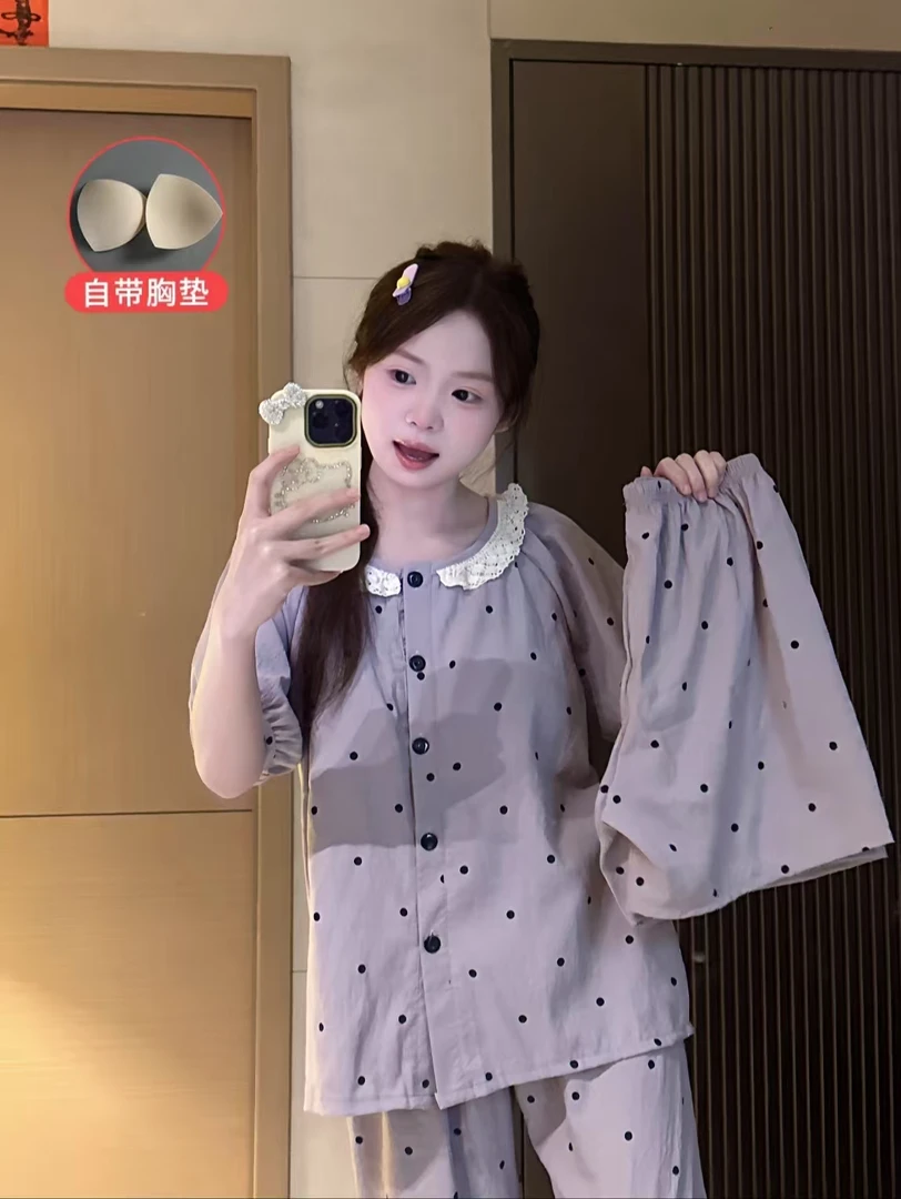 编号【A251-A300】睡衣女春季新款带胸垫睡衣卡通家居服甜美可外穿