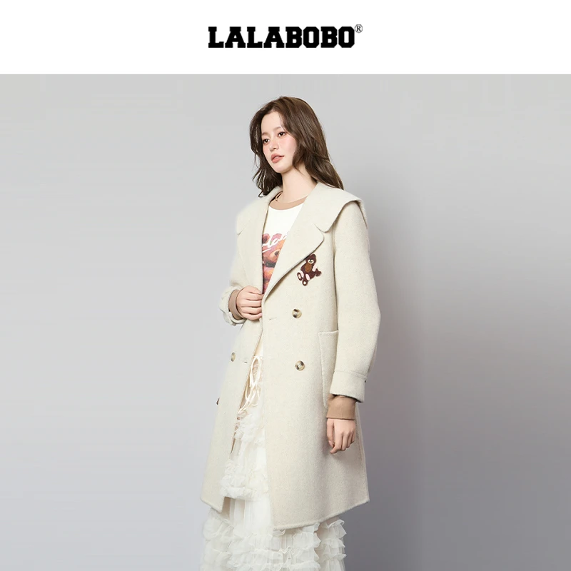 LALA复古小熊毛呢大衣FBED-WSDY15
