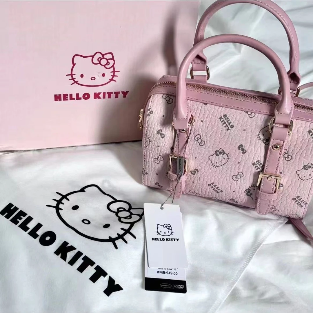 hellokitty凯蒂猫经典百搭水桶包印花质感波士顿包大容量女款小众