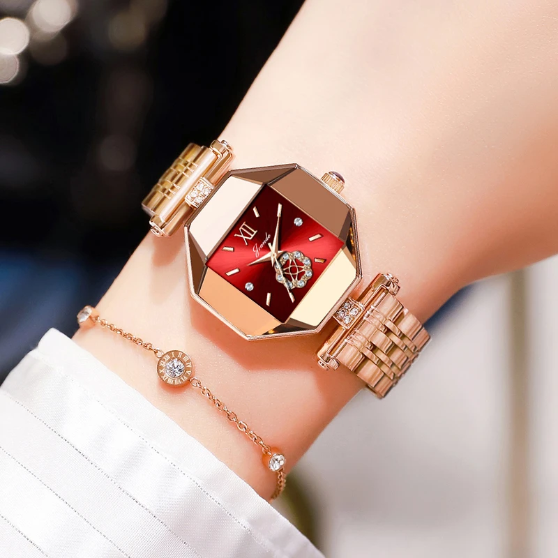 正品轻奢·镶钻时尚气质方表·女士百搭防水石英钢带手表