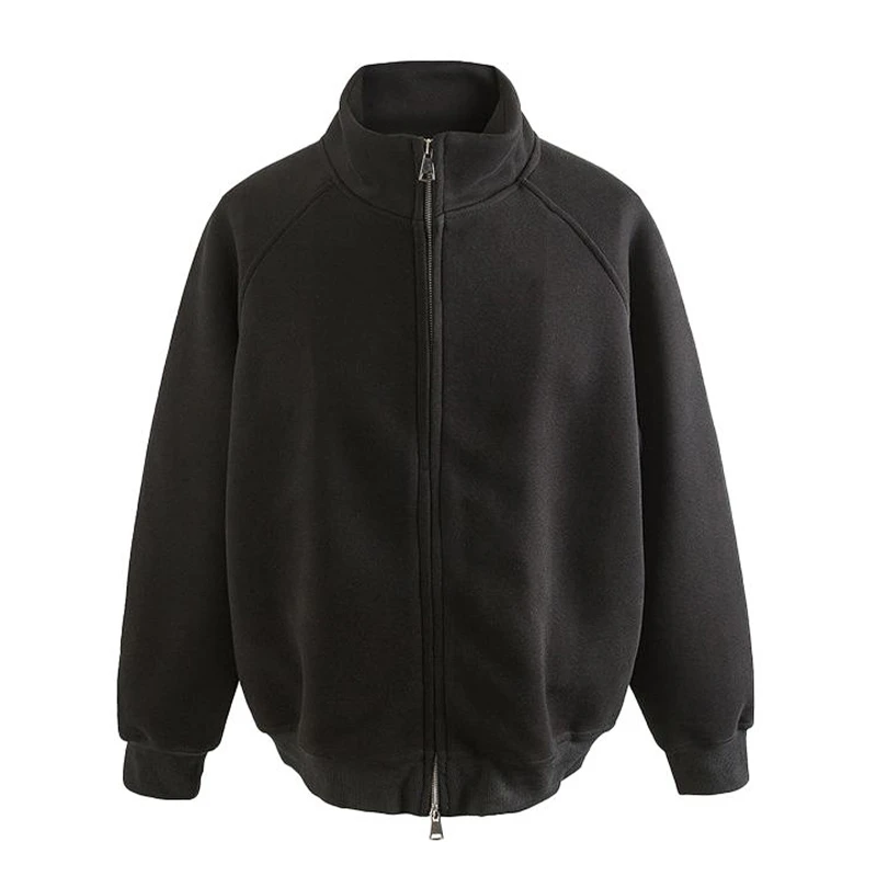 jtrt潮牌美式时尚高街重磅纯色立领开衫运动上衣男女情侣休闲外套