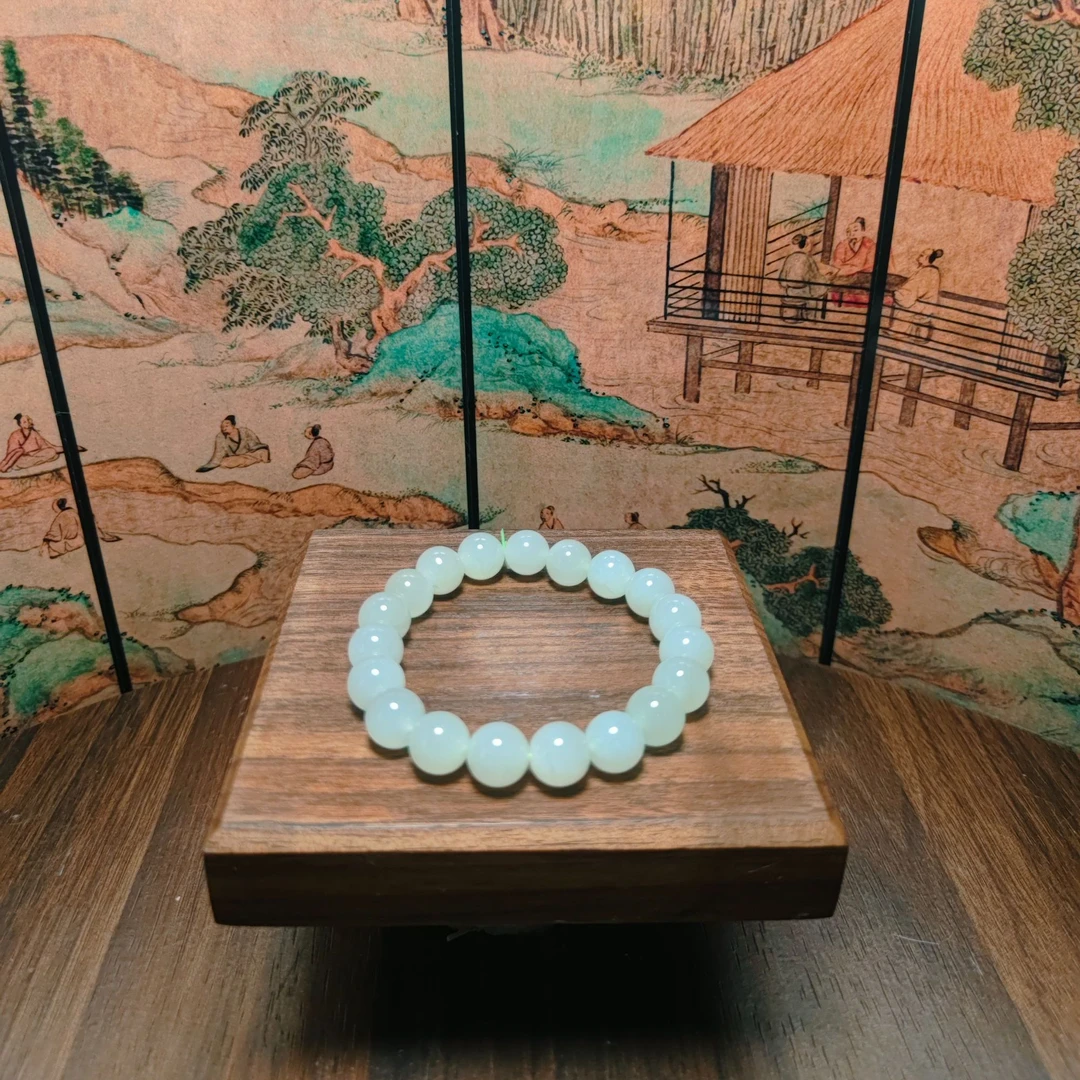 P和田玉晴水圆珠手串（卡10）2243