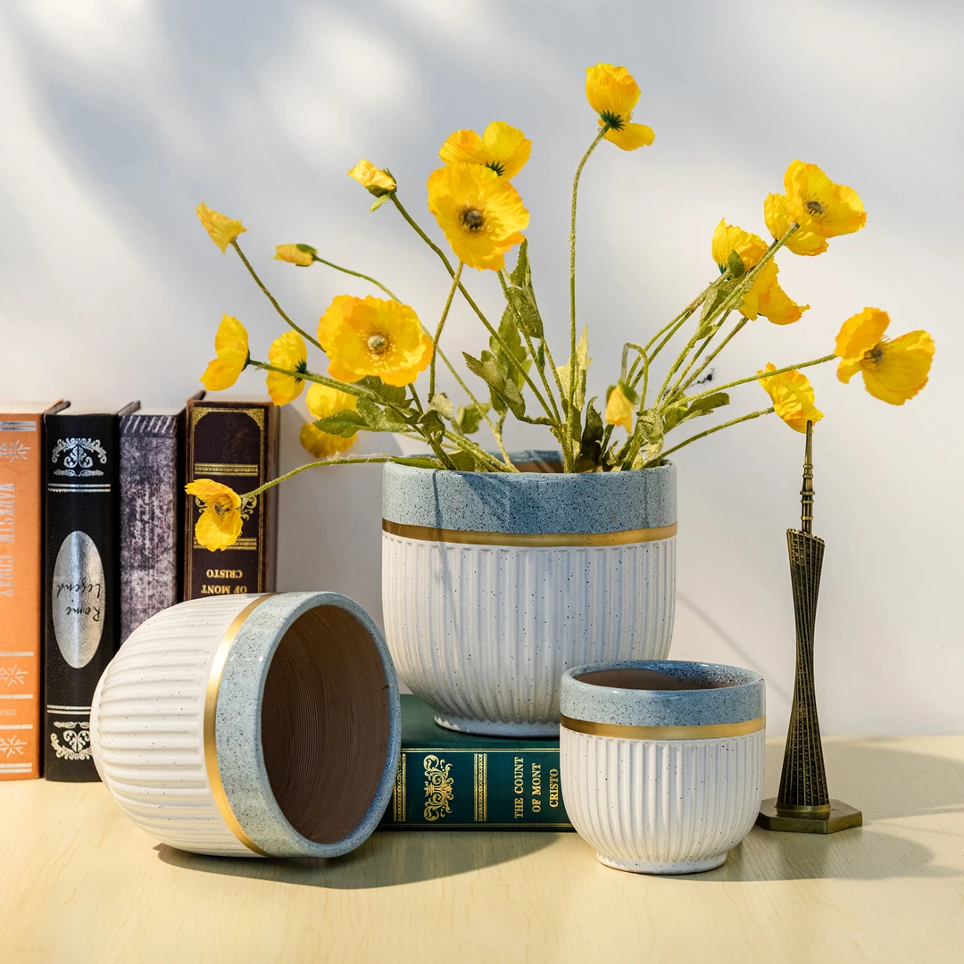 花盆陶瓷北欧风家用大小号长寿蝴蝶兰玫瑰花多肉绿植专用托盘花盆