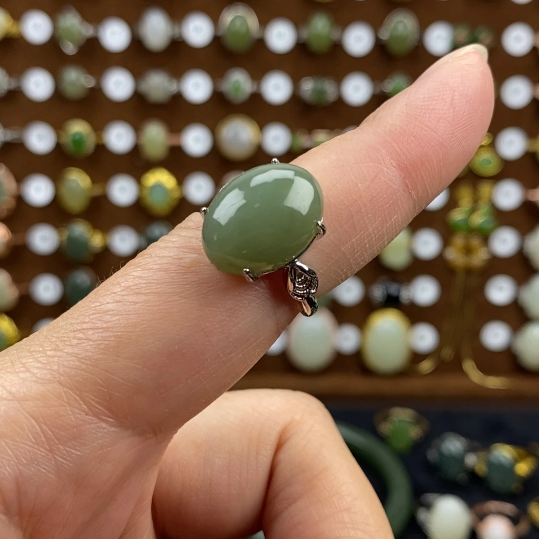 和田玉（青玉）合金戒指