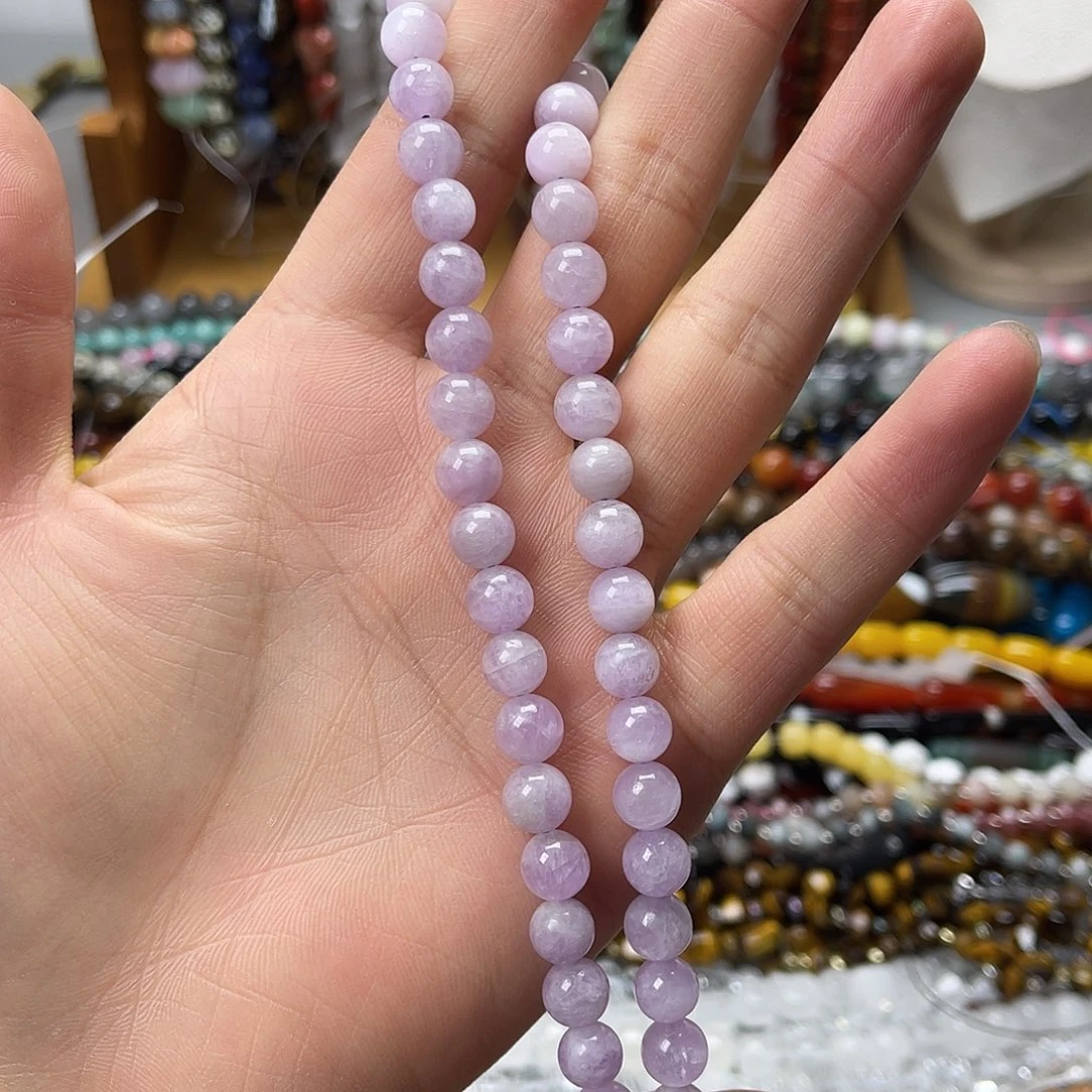 玛瑙/玉髓未镶嵌珠宝半成品卡8紫理辉圆珠一条