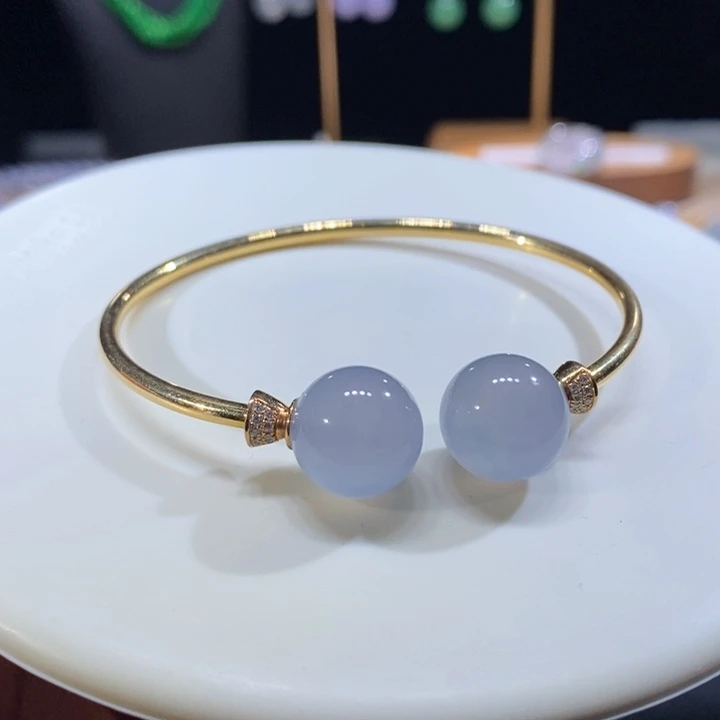 翡翠18K金镶嵌吊坠(不含链)翡翠高冰紫手镯