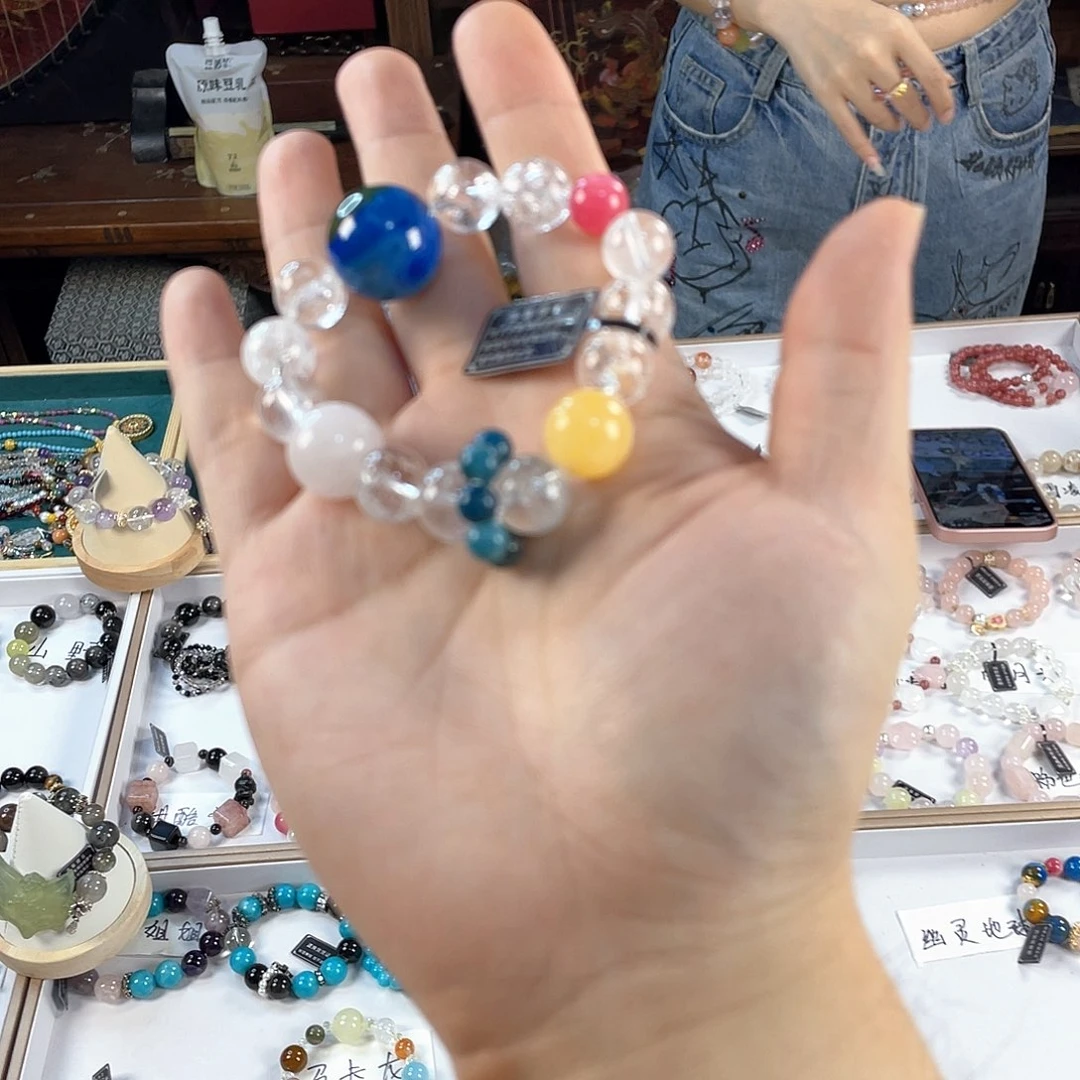 水晶手链银S925镀金镶嵌