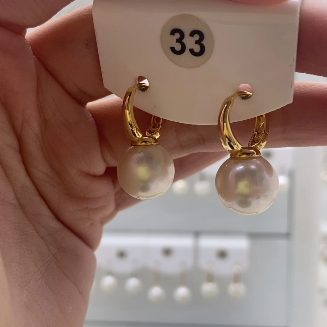 耳饰银S925镶嵌淡水珍珠