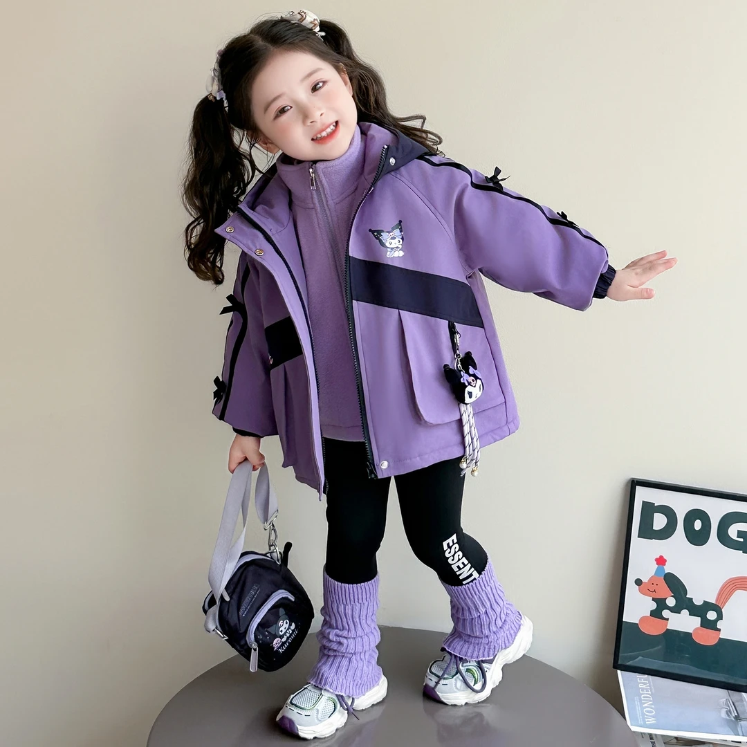 女童冬装棉衣外套三合一冲锋衣可拆卸两件套棉服时髦童装加厚