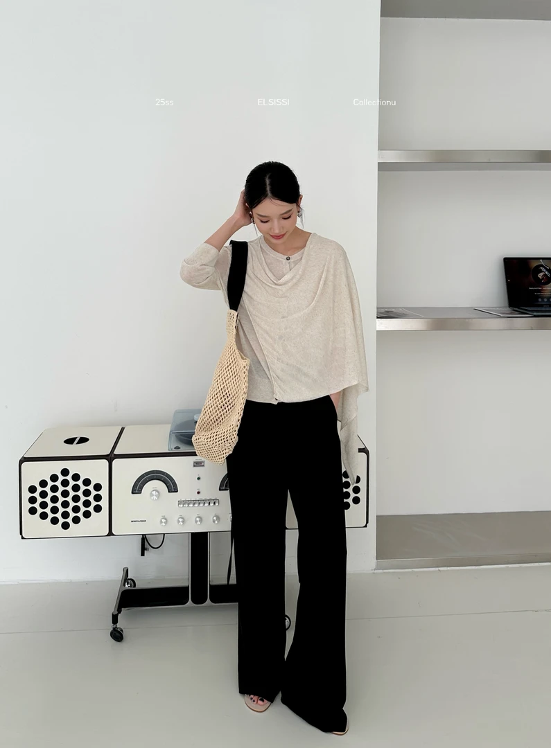 福秒-清凉垂感！坑条直筒抽绳休闲裤（E8299#）ELSISSI