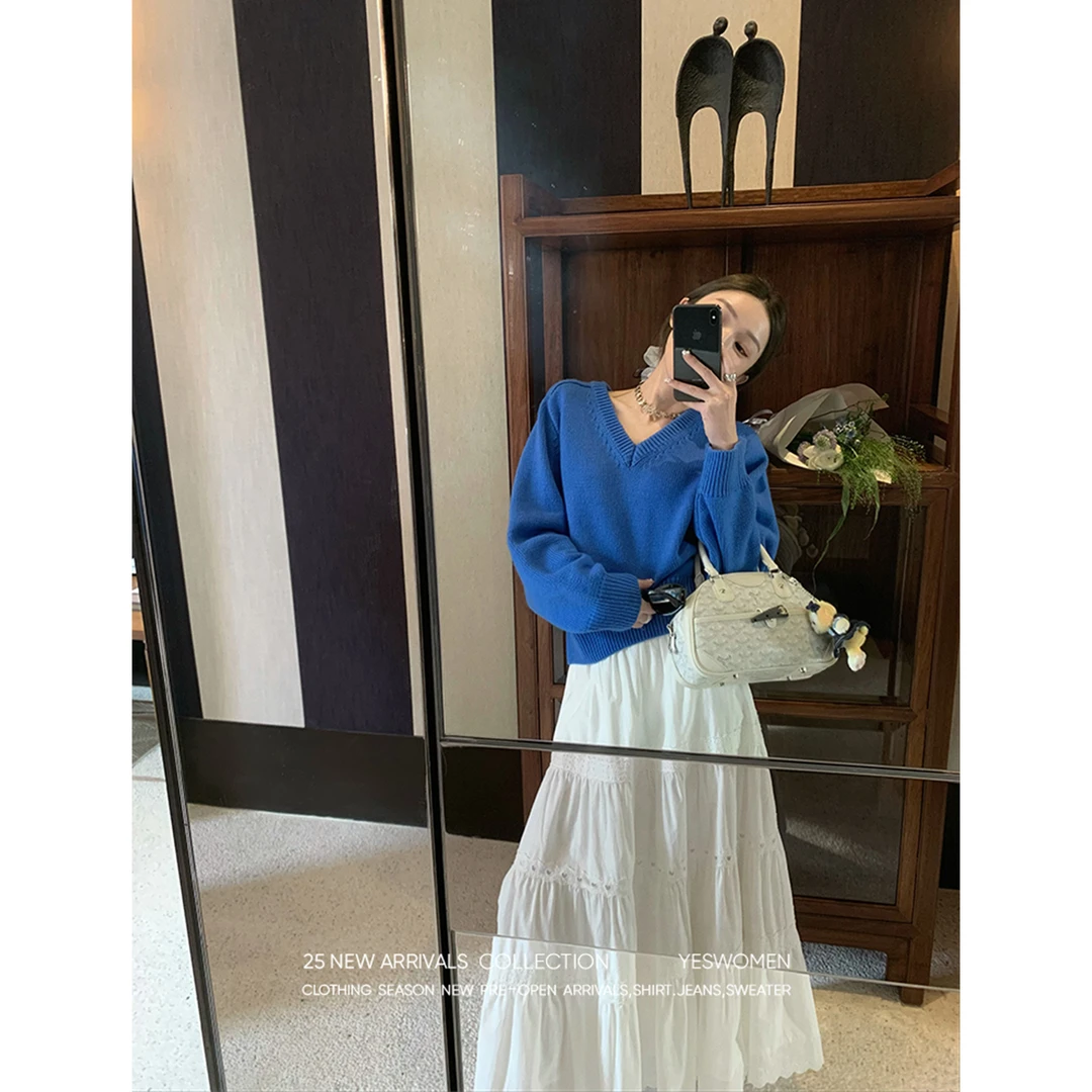 【清】YESWOMEN风極简毛衣·慵懒宽松连袖V领 咩毛混纺XY70412B3395