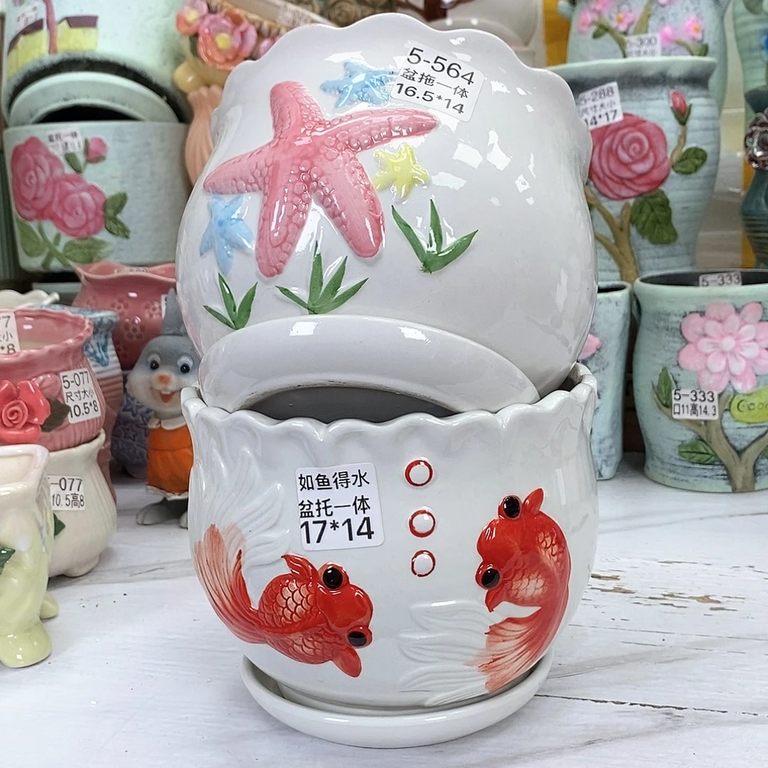 陶瓷@花盆@底部有孔@@58381736