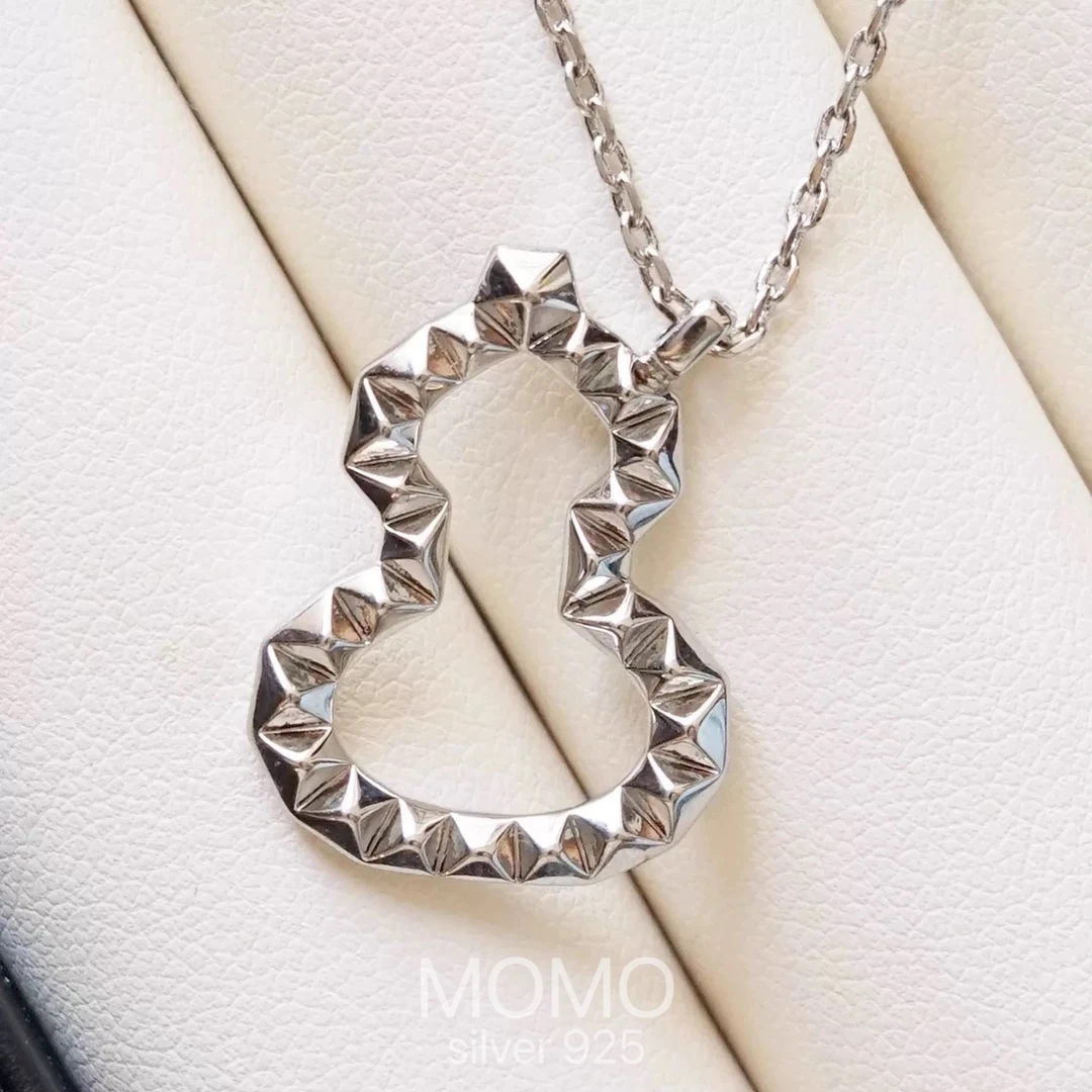 坠链均925银 《福到》镭射车花葫芦项链CNC切割轻奢锁骨链毛衣链女