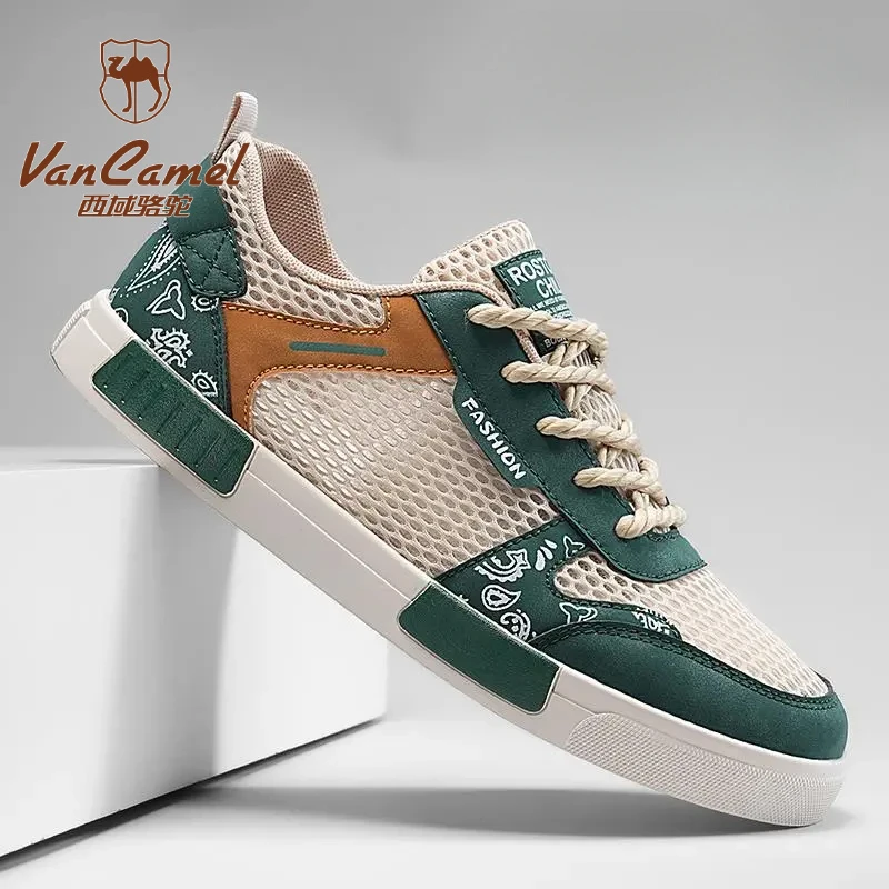 西域骆驼男鞋夏季透气薄款休闲板鞋镂空网鞋46大码47网面运动潮鞋