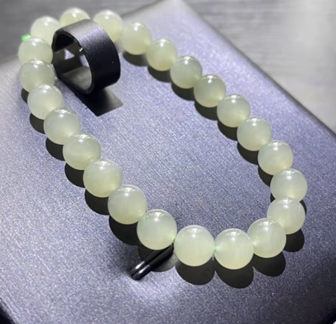 8m天然和田玉圆珠晴水手串浅晴中晴深晴多样性发一