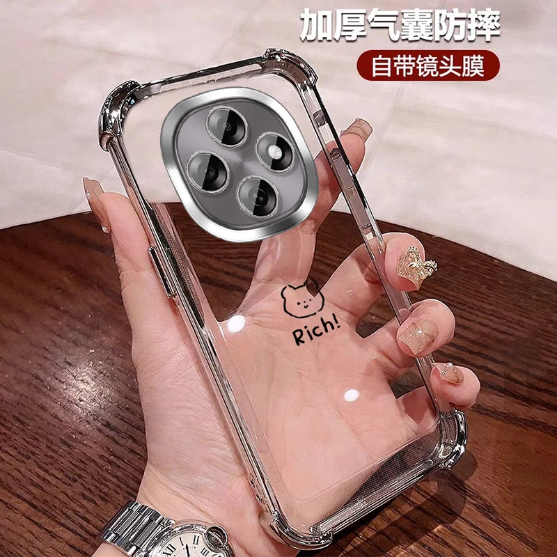 简约小熊适用oppoa6pro手机壳四角防摔A6gt透明全包带镜头膜a6i女