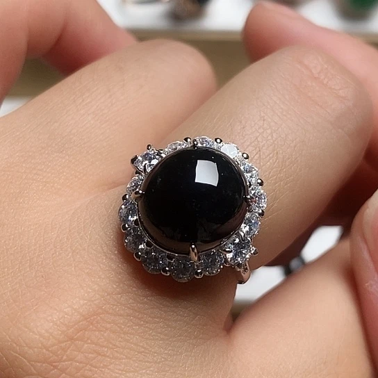 翡翠银S925镶嵌戒指