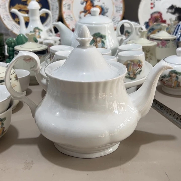 瓷片陶瓷制品白瓷壶1300毫升