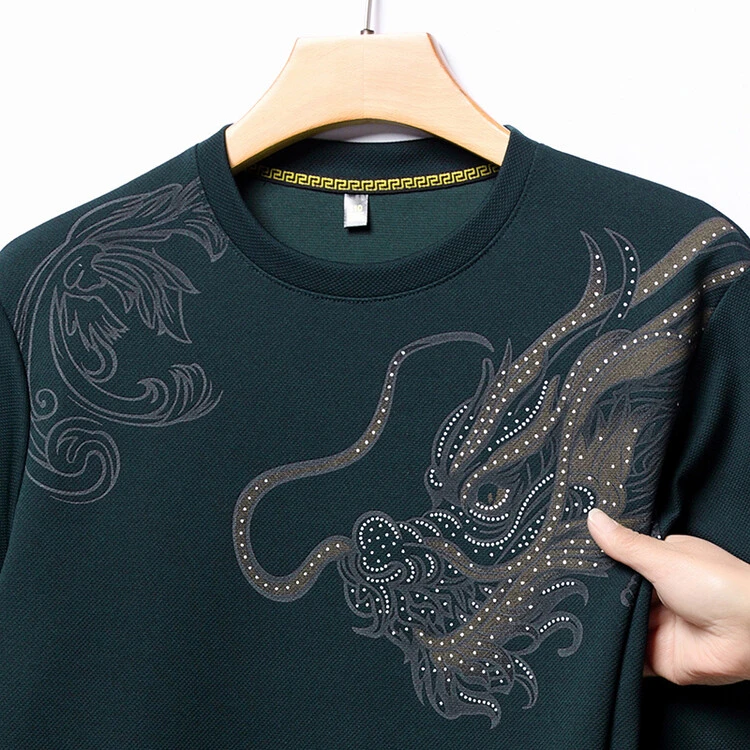 长袖t恤男士春季时尚休闲宽松潮流印花圆领卫衣打底衫上衣百搭