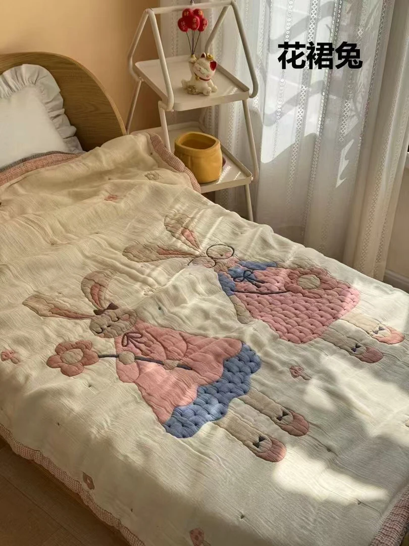 1.2/1.5泡芙被十层精梳棉三只小熊空调被可爱午睡毯学生