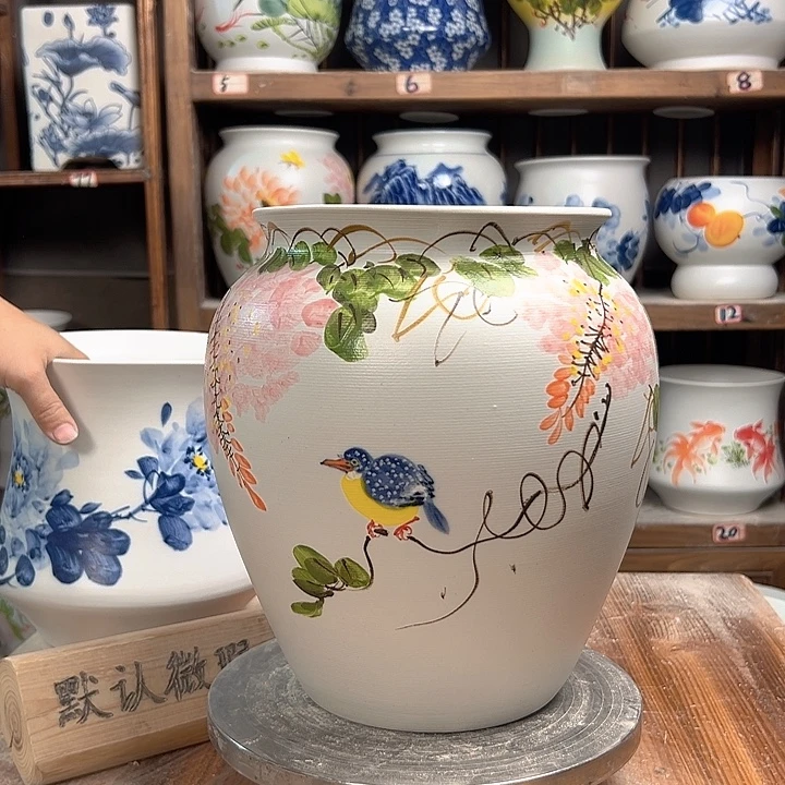 陶高26口18.5珍珠鸟紫藤