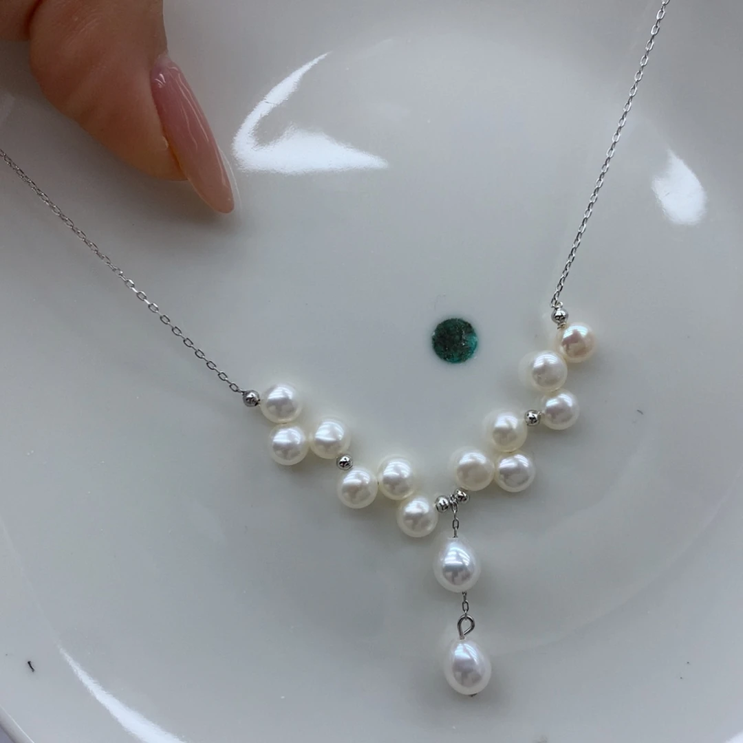 颈饰银S925镶嵌淡水珍珠