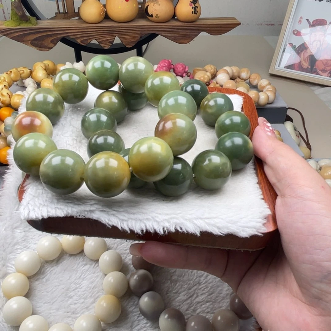 菩提根/象牙果吊坠鼠**蝎瑕WQ127西瓜皮圆珠随机21mm