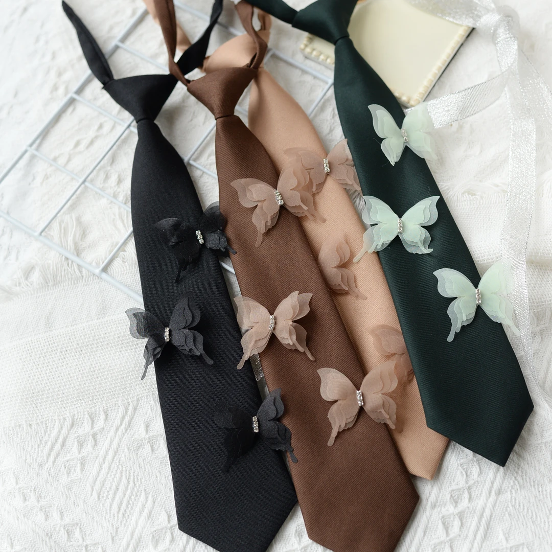 小清晰仙女免打领带女蝴蝶蕾丝甜美衬衫jk配饰温婉风欧若精灵风潮