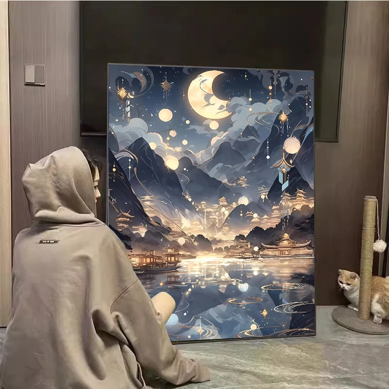 数字油画手工diy超大尺寸星空高级感填色丙烯油彩手绘画2025新款