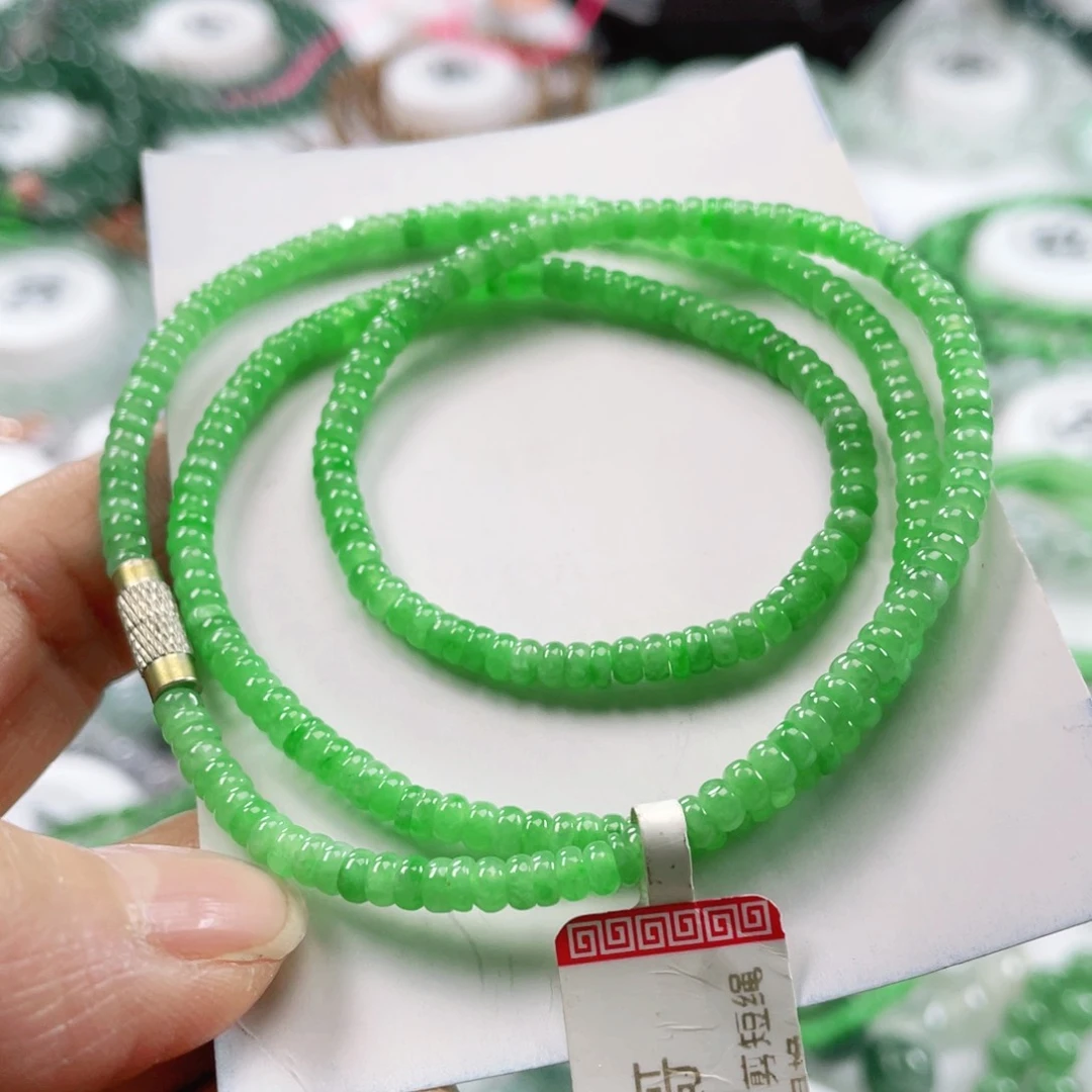 翡翠戒指未镶嵌天然翡翠项链3.5mm