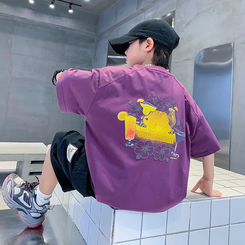 男童夏装涂鸦短袖t恤2025新款男孩夏冰感炸街半袖K242TX4425