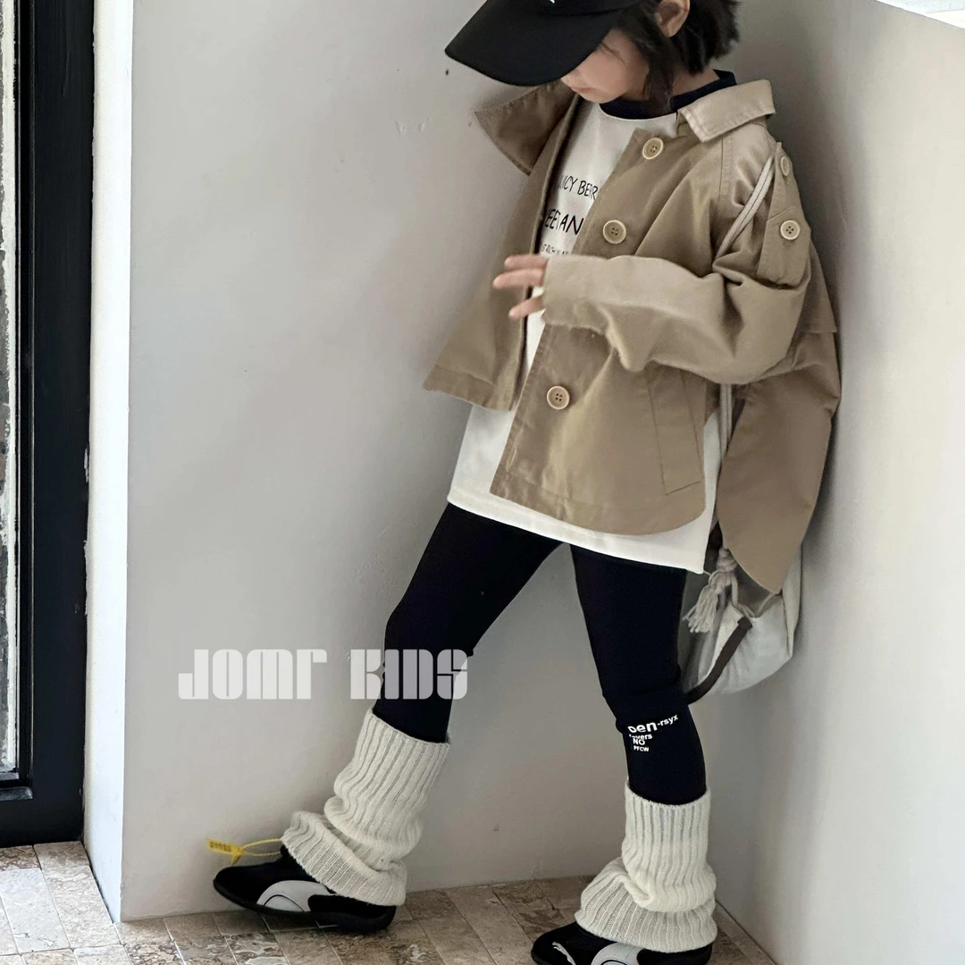 JM824770 女童韩版百搭短款风衣外套儿童秋季宽松时尚外套