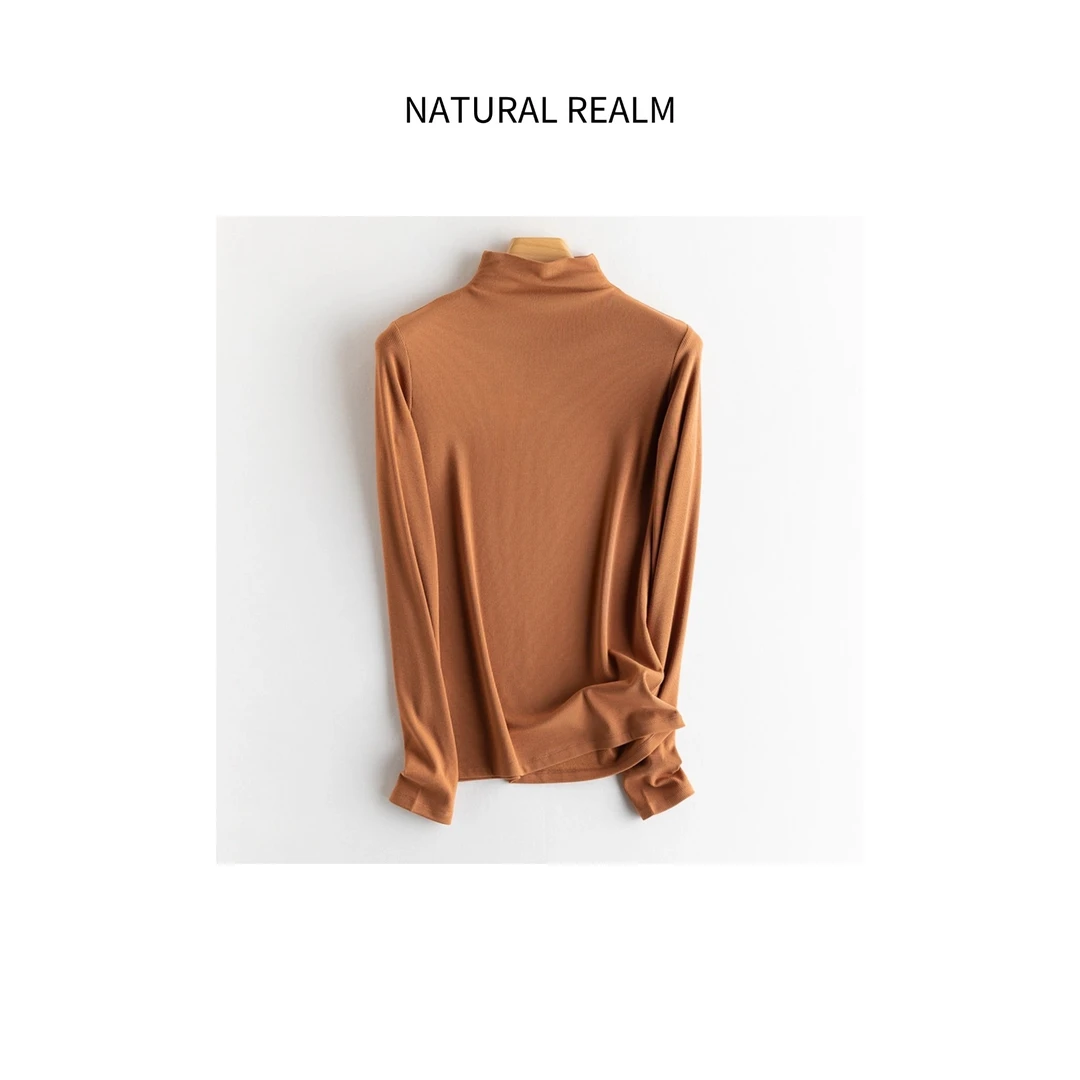 {NATURAL REALM}百搭款桑蚕丝罗纹半高领打底内搭修身秋冬保暖
