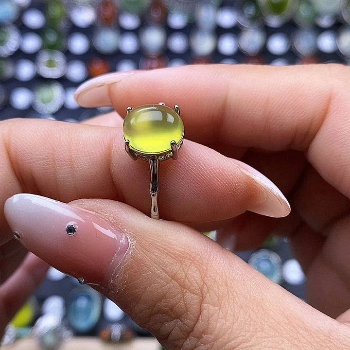 岫玉戒指银S925镶嵌戒指