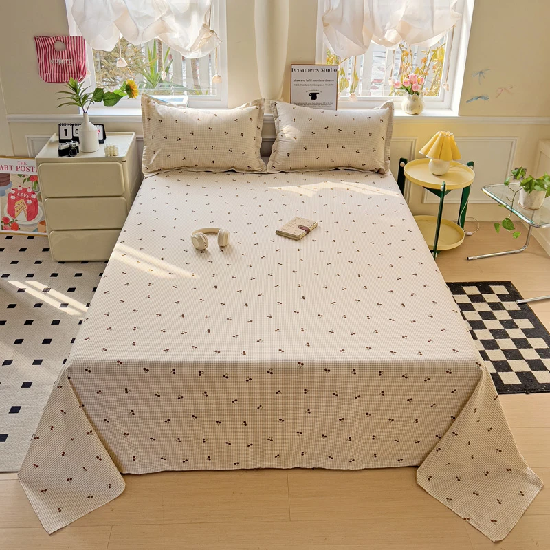 100%全棉单床单榻榻米印花单人学生宿舍防滑防尘罩床纯棉耐用
