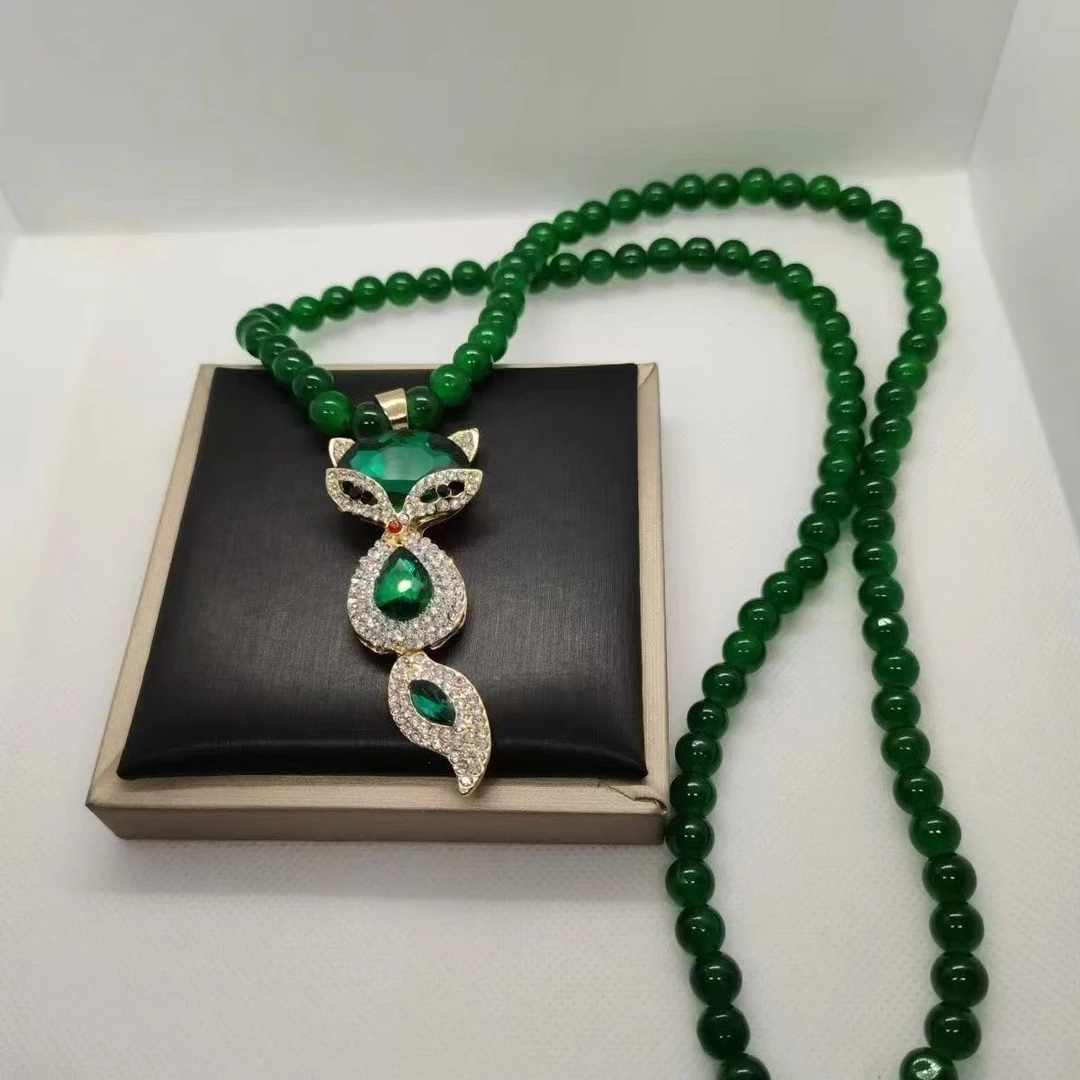 非金属仿珍珠项链 时尚小狐狸秋冬长款毛衣链时尚百搭气质