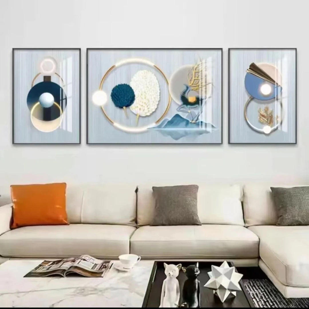 升级版-客厅画【福禄翎羽】晶瓷画晶瓷镶钻画客厅沙发背景装饰画