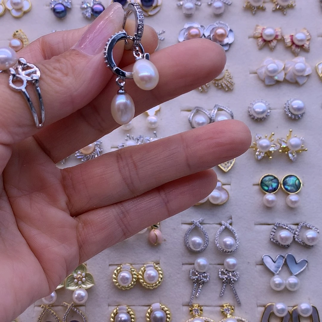 淡水珍珠耳饰合金