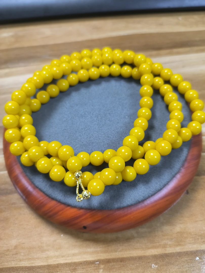 L11026号8mm黄色圆珠项链