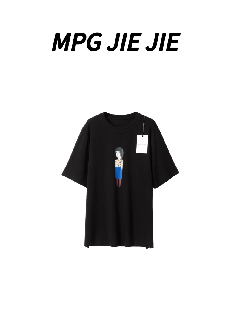MPG JIEJIE【我是女生】25夏季正肩薄款减龄人物印花T恤