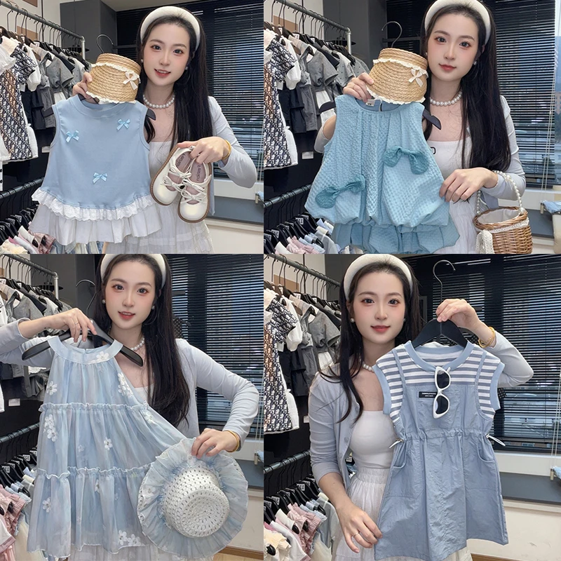 701-775儿童节女童洋气时尚宝宝夏季中大童韩版时髦连衣裙套装