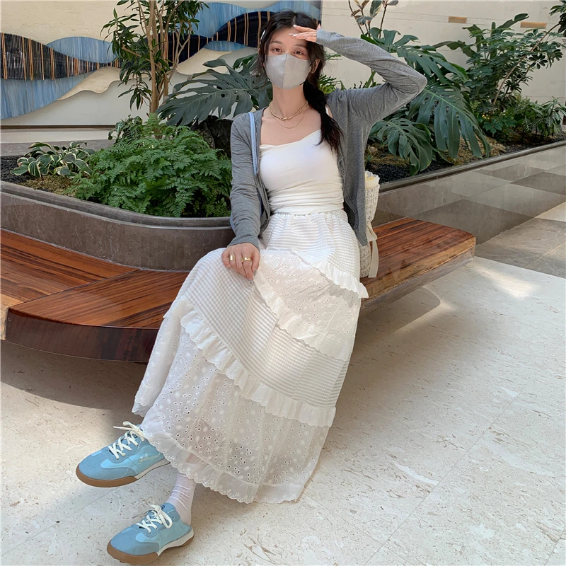 仙女蛋糕裙2025年春夏新款垂感半身裙飘逸百搭中长裙子慵懒风
