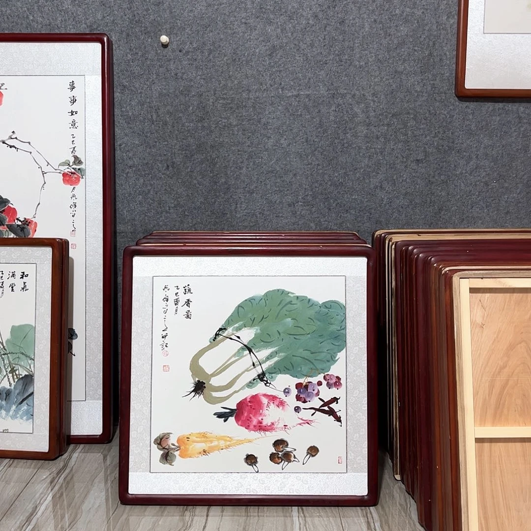 国画书画作品带框63×63