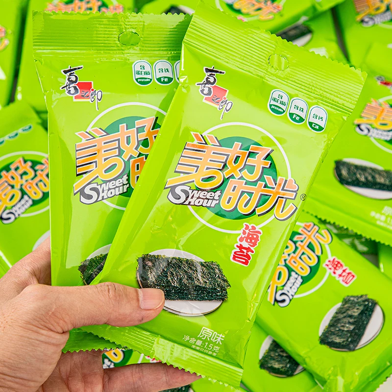 美好时光海苔原味1.5g即食海味紫菜寿司拌饭薄脆年货儿童解馋零食