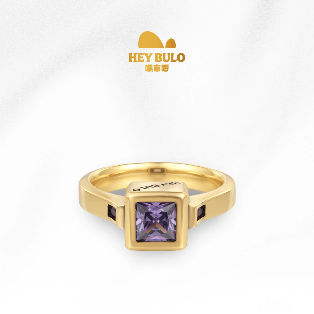 HEYBULO黑金方糖系列戒指简约轻奢大气