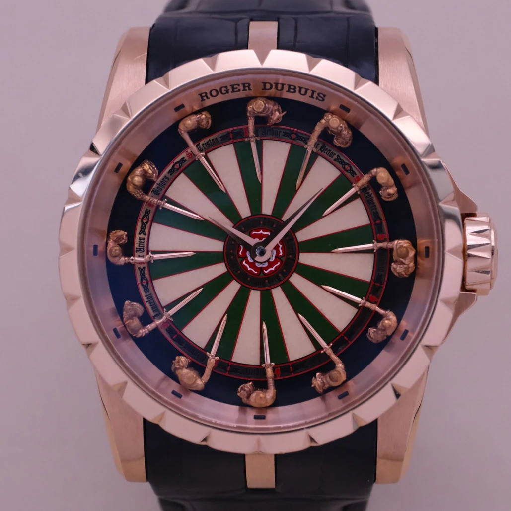 99新 ROGER DUBUIS/罗杰杜彼 圆桌骑士RDDBEX0398限量珐琅盘单表
